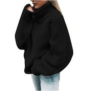 Awdenio Womens Sweaters Clearance, Women's Casual Solid Tops Knitting Long Sleeves Pullover Sweater Discount
