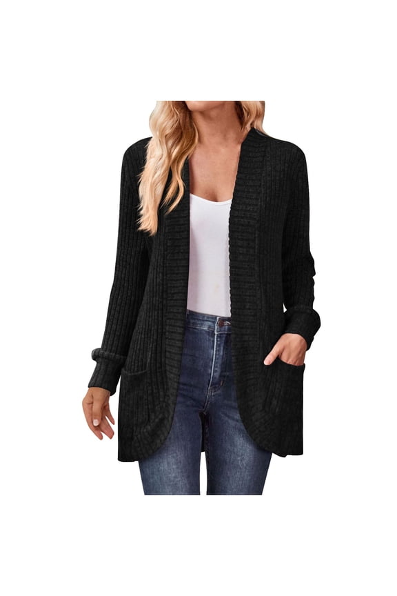 Womens Sweaters , Women's Casual Solid Long Cardigan Outwear Casual With Pocket Tops
