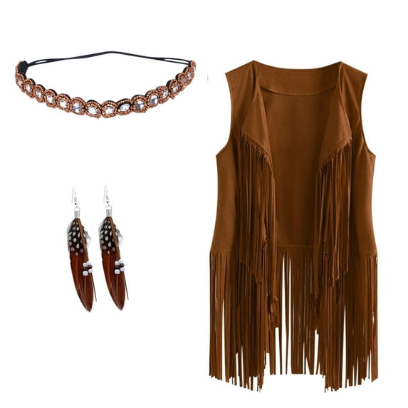 Awdenio Womens Tops , Headpiece Headband Earrings Suede Earrings Cosplay Hippie Women's Girls' Tassel Fringe Cosplay Costume Performance Party / Evening Masquerade Tank Tops
