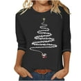 thumbnail image 1 of KIHOUT Womens Tops Long Sleeve Juniors Fashion Christmas Printing Loose T-shirt 3/4 Sleeves Blouse Round Neck Casual Tops, 1 of 4
