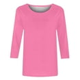 thumbnail image 1 of KIHOUT Womens Tops Long Sleeve Juniors Round Neck Casual Tops Fashion Solid T-shirt 3/4 Sleeves Mid-length Blouse, 1 of 5