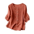 thumbnail image 1 of Awdenio Women's Tops, Tees & Blouses Embroidered Blouses 2026 Short Sleeve Lace Trim Crew Neck Trendy Casual Tops Pullover Shirts, 1 of 7