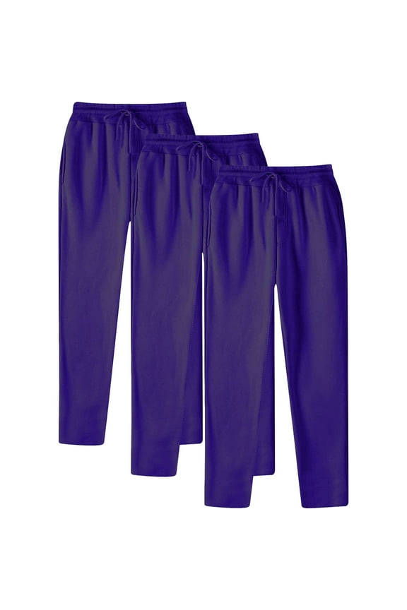 Work Pants for Men 3 Pack Drawstring Elastic Waist Solid Color Jogger Athletic Sweatpants with Pockets (Available in Big & Tall)