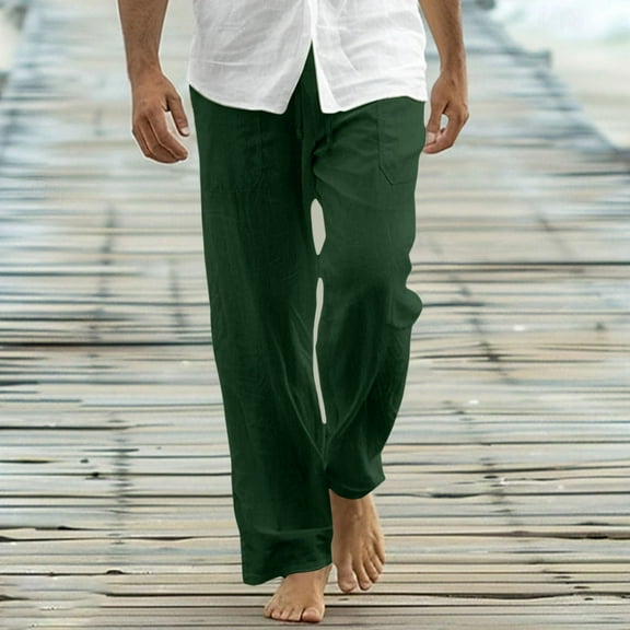Awdenio Work Pants for Men Casual Loose Fit Elastic Drawstring Waist Summer Beach Pants