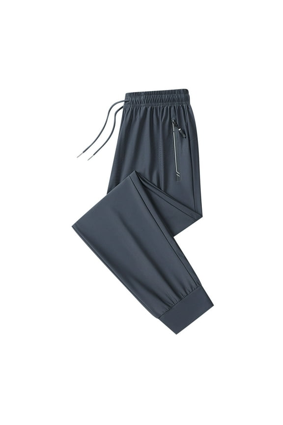 Work Pants for Men Summer Straight Leg Pull on Hiking Pants Plus Size Drawstring Flexipants with Pockets