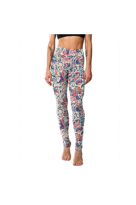 Awdenio Yoga Pants Women's Classic Retro Color Floral Graffiti Print Leggings