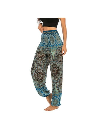 Red Boho Yoga Pants Hippies Gypsy Massage Elephants Print Beach