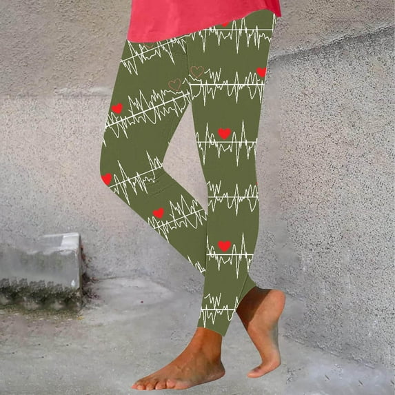 Awdenio Yoga Pants for Women Plus Size Valentine's Day Leggings for Women High Waist Stretchy Elastic Leggings Pants