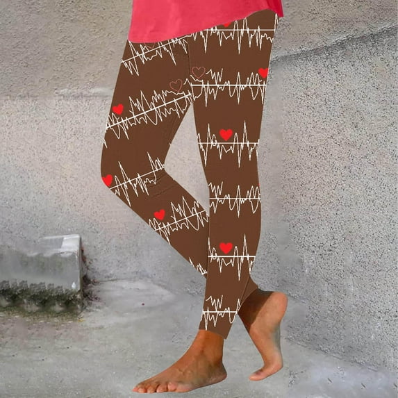 Awdenio Yoga Pants for Women Plus Size Valentine's Day Leggings for Women High Waist Stretchy Elastic Leggings Pants