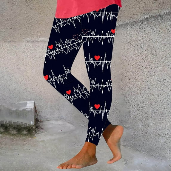 Awdenio Yoga Pants for Women Plus Size Valentine's Day Leggings for Women High Waist Stretchy Elastic Leggings Pants