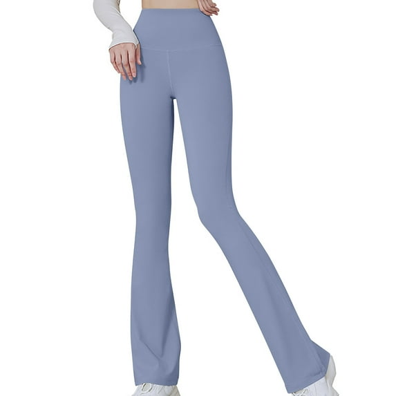 Awdenio Yoga Pants for Women Plus Size Women's Casual Slim High Elastic Waist Solid Color Sports Yoga Flare Pants