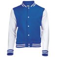 thumbnail image 2 of Awdis Kids Unisex Varsity Jacket - Contrast Sleeves, Knitted Trim, Schoolwear Style 2 of 13
