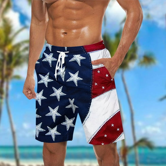 Awdneio Basketball Shorts 4th of July Board Shorts American Flag Shorts with Pockets Swim Trunks Suit