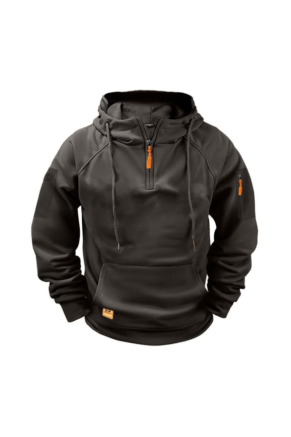 Awdneio Hoodies for Men Quarter Zip Pullover Tactical Cargo Sweatshirts Fall Casual Comfy Soft Hoodie with Pockets