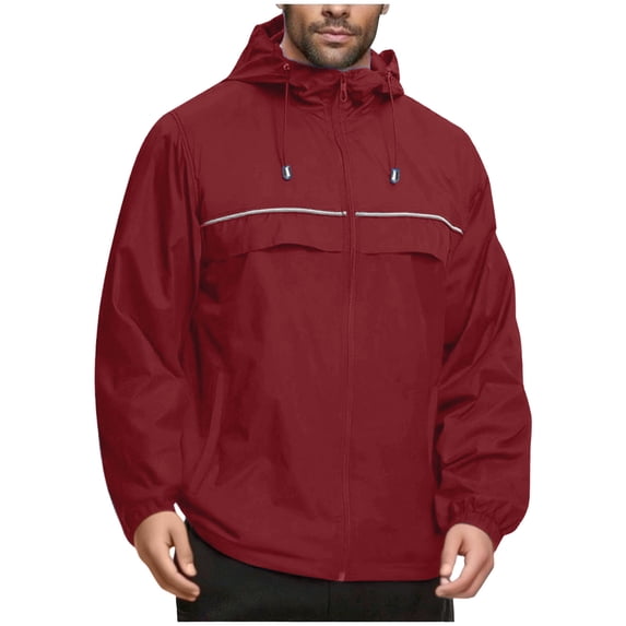Awdneio Mens Hoodie Rain Jacket Waterproof Windbreaker Lightweight Breathable Rain Coat for Golf Hiking Cycling