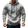 thumbnail image 1 of Awdneio Mens Hoodies Button Up Hoodie Vintage Comfy Tactical Hoodies with Zipper Pockets Casual Full Zip Long Sleeve Hooded Jacket, 1 of 4