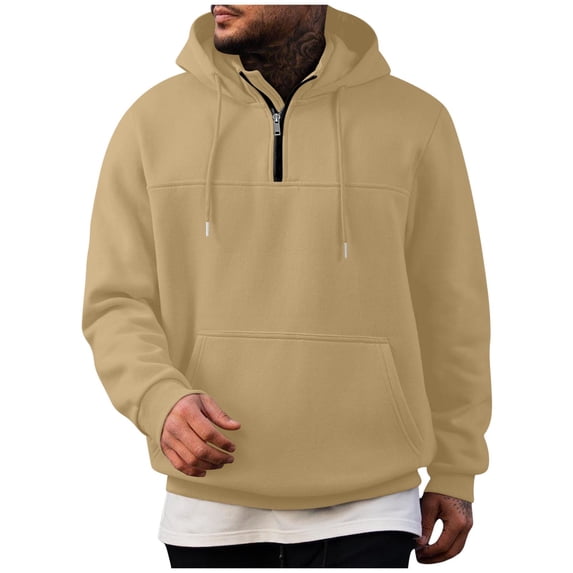 Awdneio Mens Hoodies Casual Cotton Hoodies Drawstring Quarter Zip Pullover Sweatshirts