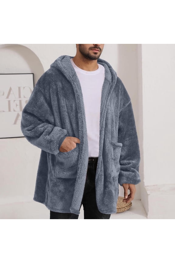 Awdneio Mens Sweatshirt Oversized Sweatshirt Fuzzy Fleece Blanket Hoodie Jacket