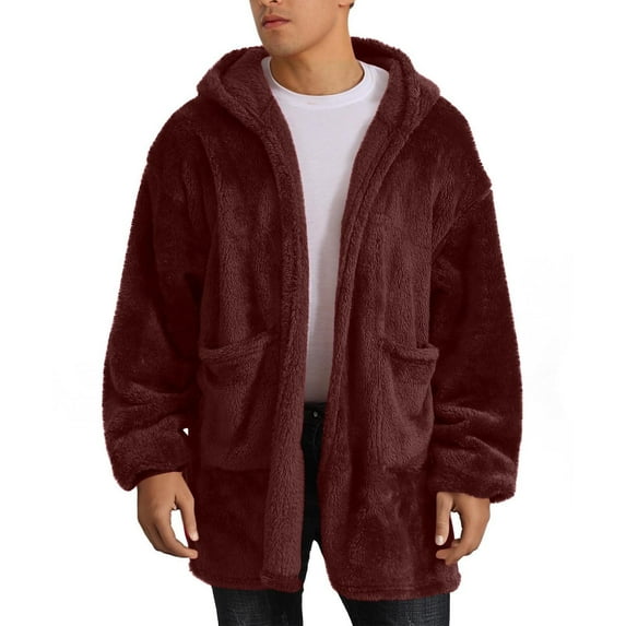 Awdneio Mens Sweatshirt Oversized Sweatshirt Fuzzy Fleece Blanket Hoodie Jacket