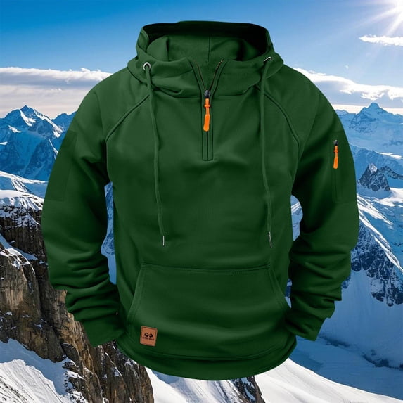 Awdneio Mens Sweatshirts Athletic Outdoor Quarter Zip Pullover Hooded Sweatshirt Plus Size Tactical Hoodie with Pockets