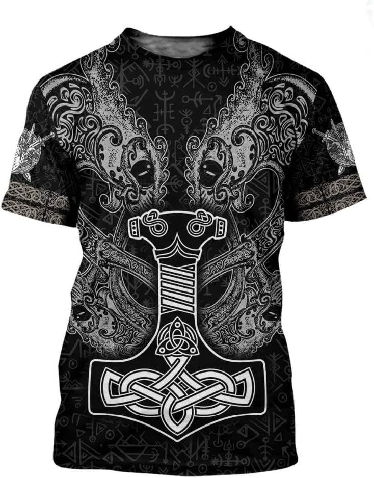 Awe Helmet Viking Dragon Thor's Hammer Rune Viking Rune Tattoo Unisex T ...