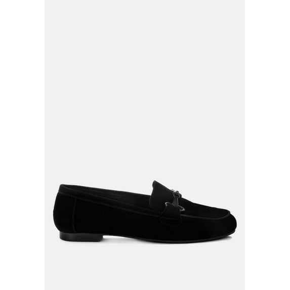 Awen Monochromatic Horsebit Real Suede Loafers