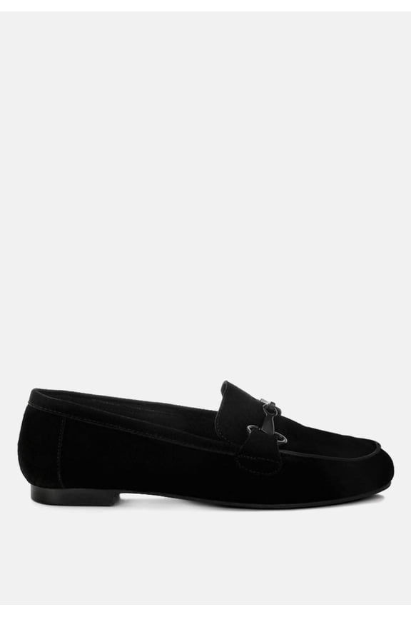 Awen Monochromatic Horsebit Real Suede Loafers