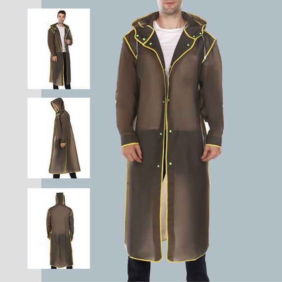 Awenio Mens Rain Jacket Long Hooded Raincoat Safety Waterproof Emergency Rain Jacket Poncho for Men Women Adults