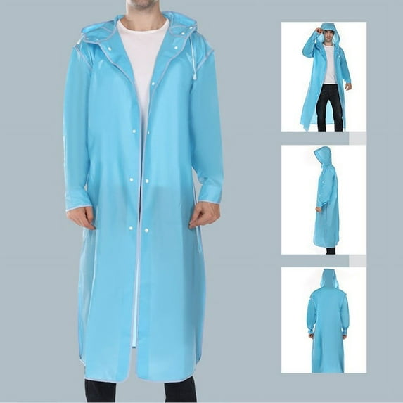 Awenio Mens Rain Jacket Long Hooded Raincoat Safety Waterproof Emergency Rain Jacket Poncho for Men Women Adults