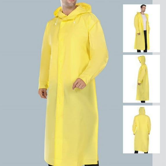 Awenio Mens Rain Jacket Long Hooded Raincoat Safety Waterproof Emergency Rain Jacket Poncho for Men Women Adults