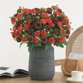 thumbnail image 1 of HCBY Artificia Small Carnation flowers Faux Hydrangea Bouquet​for Front Door Garden Planter Patio Balcony Yard Home Indoor (Maroon 11.4"), 1 of 4