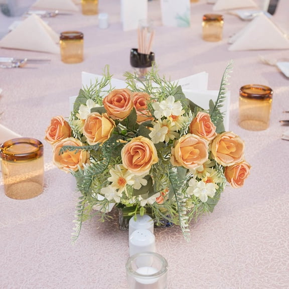 Awepensk Artificial Rose and Daisy Flowers DIY Bridall Bouquet for Bride Bridesmaid Centerpieces Floral Arrangement Home Decoration (Yellow 11.2"x5.9")
