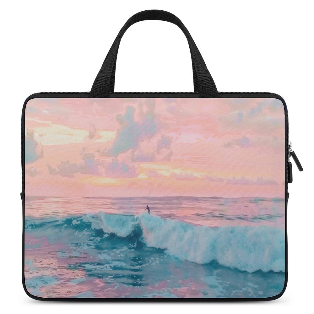 Awerp Ocean Pink Sky Teal Sea Ocean with Pink Cloud Laptop Bag Diving