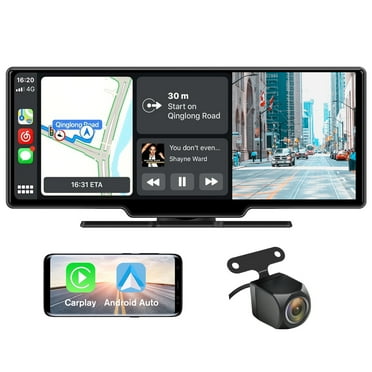 Awesafe 10.25 Inch IPS Touch Screen Wireless Carplay Android Auto Bluetooth Unit  Portable Car Radio Stereo with 1080p Backup Camera DVR GPS Navigator AirPlay AUX/FM Googel Siri