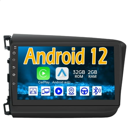 Awesafe 9 Inch Car Stereo Radio for Honda Civic 2012, Car Radio Support Carplay Android Auto Bluetooth WiFi FM Mirror Link GPS Navigation Split Screen SWC