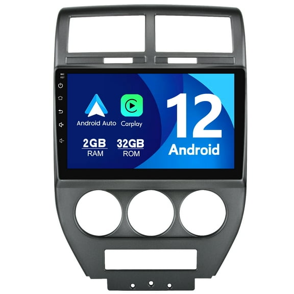 Android 12 32GB Car Radio Compatible for Jeep Patriot Compass 2007-2009, 10 Inch Touch Screen  Support SWC, Wireless Carplay/Wired Android Auto