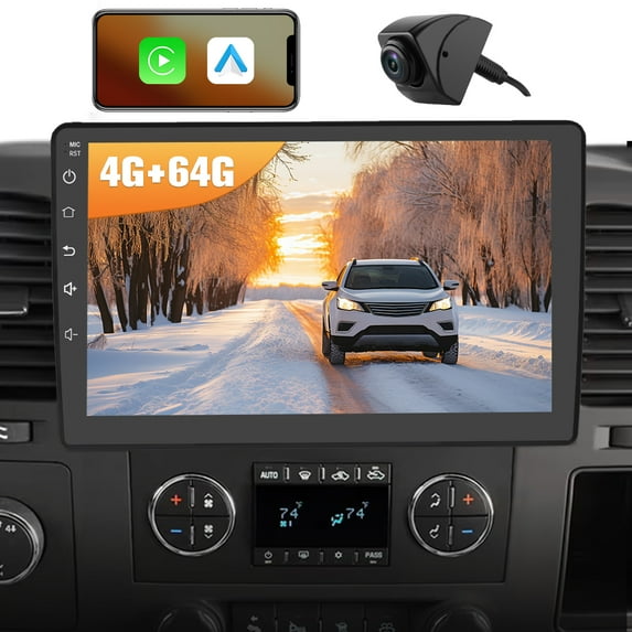 Awesafe Car Radio Stereo 4GB RAM 64GB ROM for Chevy Silverado 2007-2013 Tahoe Equinox GMC Sierra Yukon with GPS/FM/WiFi/USB, Support SWC, Wireless Carplay/Android Auto