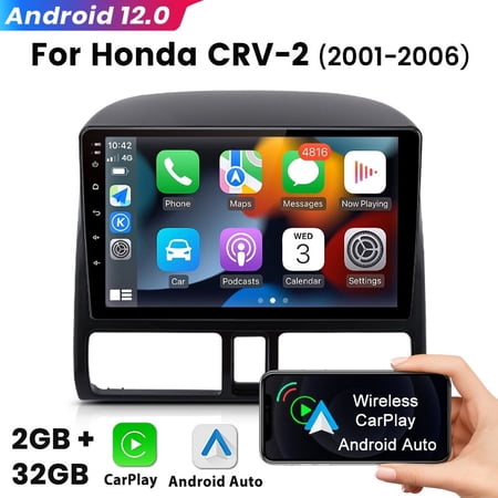 Awesafe Carplay Car Stereo Radio for Honda CRV 2001 2002 2003 2004 2005 2006,1+32GB 9 Inch Touch Screen with Wireless Android Auto GPS Navigator Bluetooth WiFi FM Radio Mirror Link