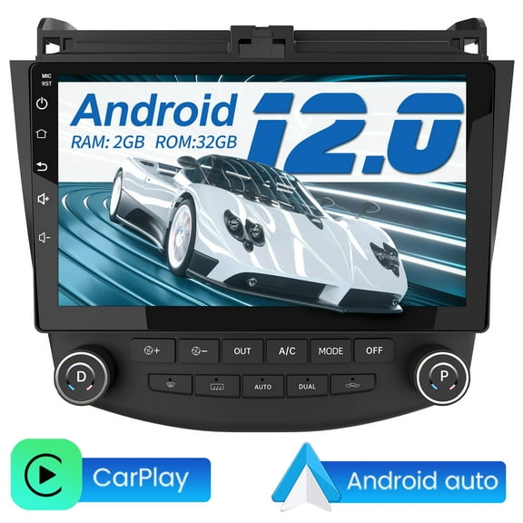 Awesafe Wireless Carplay Andriod Auto Car Radio Stereo 10 inch Touch Screen for Honda Accord 7th 2003 2004 2005 2006 2007 Android 12 with New GSP FM Bluetooth Wifi