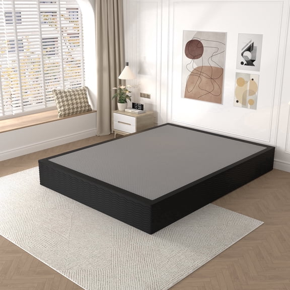 Awesofurni 10 inch Full Size Box Spring, Heavy Duty Metal Mattress Foundation with Fabric Cover, Noise-Free, Easy Assembly, Black
