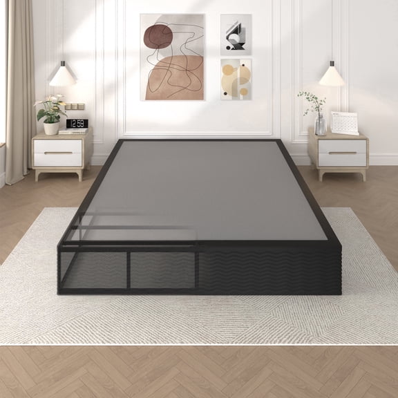 Awesofurni 10 inch King Size Box Spring, Heavy Duty Metal Mattress Foundation with Fabric Cover, Noise-Free, Easy Assembly, Black
