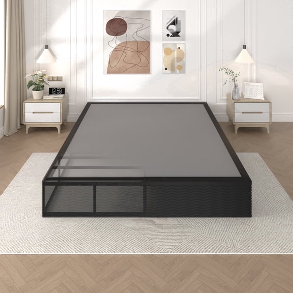Awesofurni 10 inch Queen Box Spring, Heavy Duty Metal Mattress Foundation with Fabric Cover, Noise-Free, Easy Assembly, Black