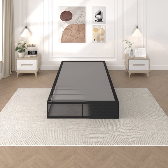 Awesofurni 10 inch Twin Box Spring, Heavy Duty Metal Mattress Foundation with Fabric Cover, Noise-Free, Easy Assembly, Black