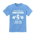 thumbnail image 1 of Awesome 5-Year-Old Tstars T-Shirt - Perfect 5th Birthday Gift - Kids' Party Humor Tee - Boys' Unique Birthday T-shirt - Comfy Cotton Unisex Apparel - Fun B-Day Celebration Graphic Shirt for Children, 1 of 6