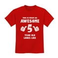thumbnail image 1 of Awesome 5-Year-Old Tstars T-Shirt - Perfect 5th Birthday Gift - Kids' Party Humor Tee - Boys' Unique Birthday T-shirt - Comfy Cotton Unisex Apparel - Fun B-Day Celebration Graphic Shirt for Children, 1 of 6