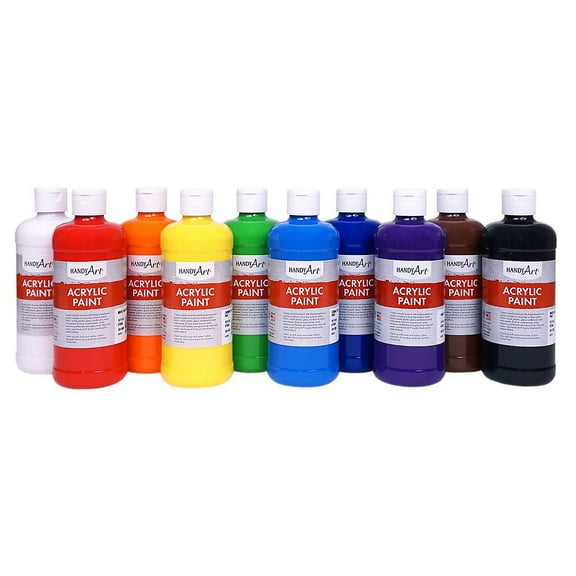 Awesome Acrylic Paint Set 10 Colors 16Oz - Basic Supplies - 10 Pieces