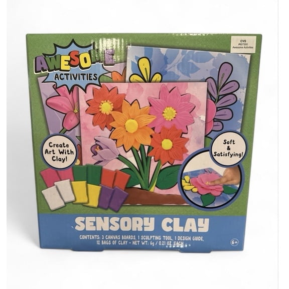 Awesome Activities Craft Set  Sensory Clay Floral by Number Designs (Ages 6+)