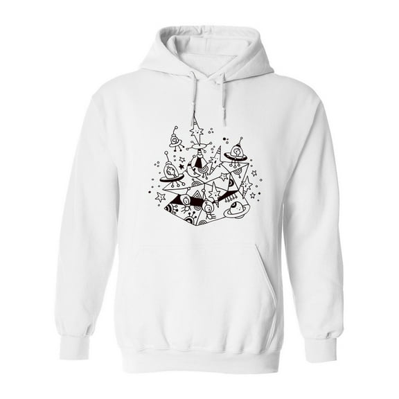 Awesome Aliens Design Hoodie Men -Image by Shutterstock, Male 3X-Large