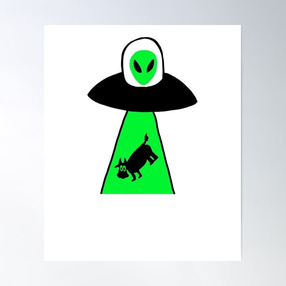 Awesome And Amazing Ufo Illustration Poster Wall Art, Modern Wall Decor For Living Room Bedroom, 16x24 UNFRAMED