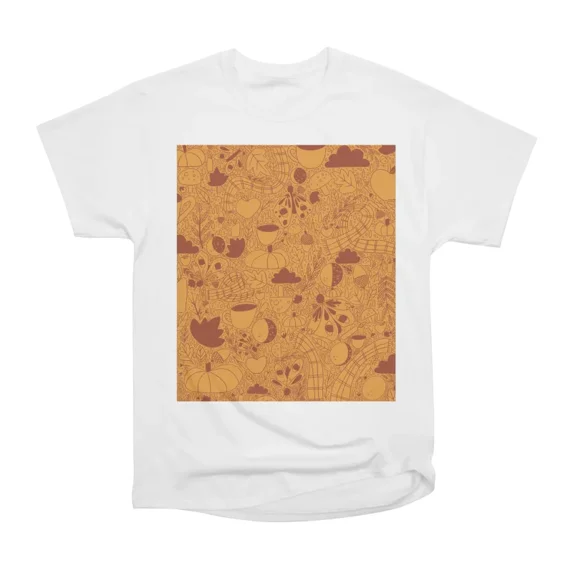 Awesome Autumn Pattern Brown Orange T-Shirt Tee Gift For Him Merch For ...